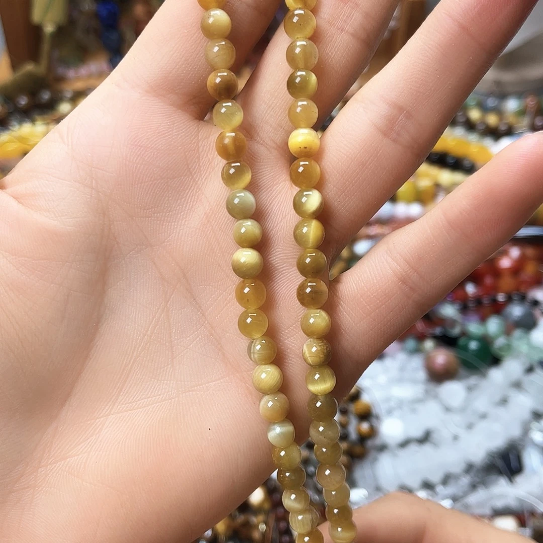 玛瑙/玉髓未镶嵌珠宝半成品卡6金虎圆珠一条