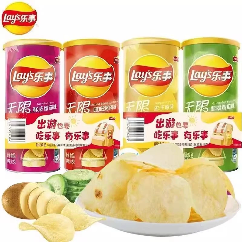 乐事薯片无限罐装62g组休闲追剧番茄原味黄瓜小吃膨化零食办公室