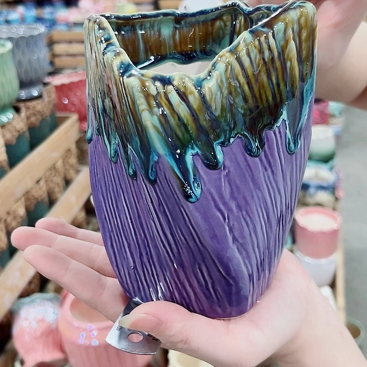 有孔.凑单10元陶瓷花盆发货！