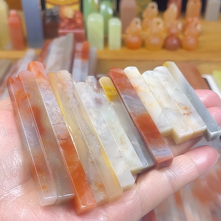 印石青田石老挝石牙签×13（0.6-0.8左右印面）