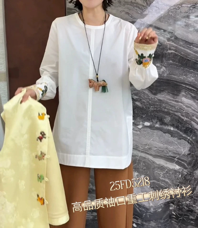 【妃儿红】26春季新款高定面料刺绣民族风上衣-5218