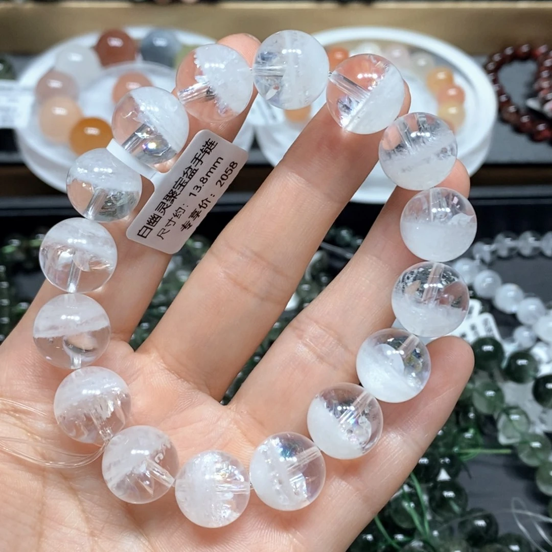 柚***皮水晶手链未镶嵌白幽灵单圈手链