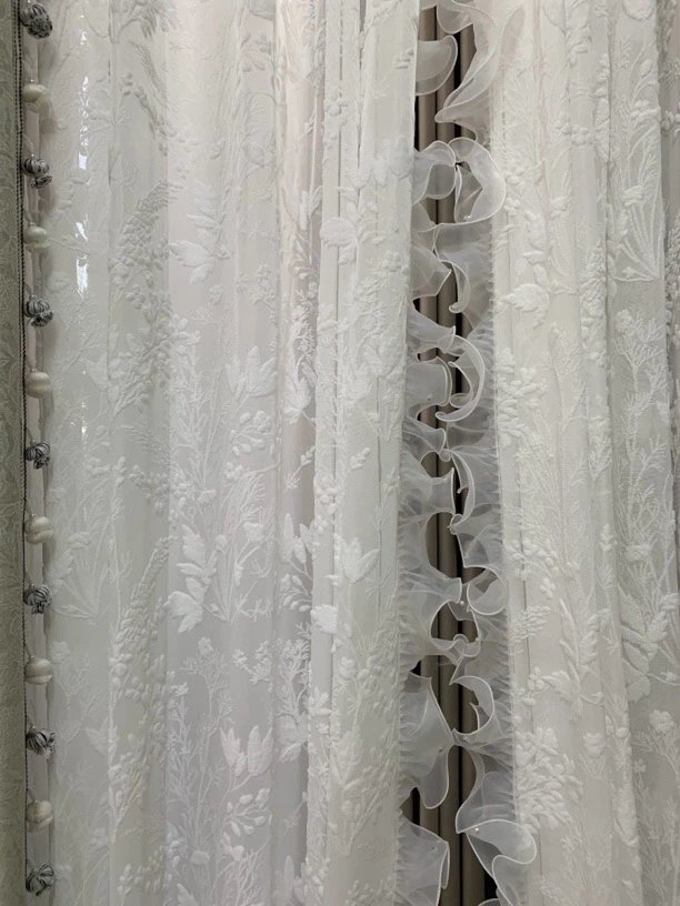 新款浮雕 客厅卧室飘窗纱帘 唯美