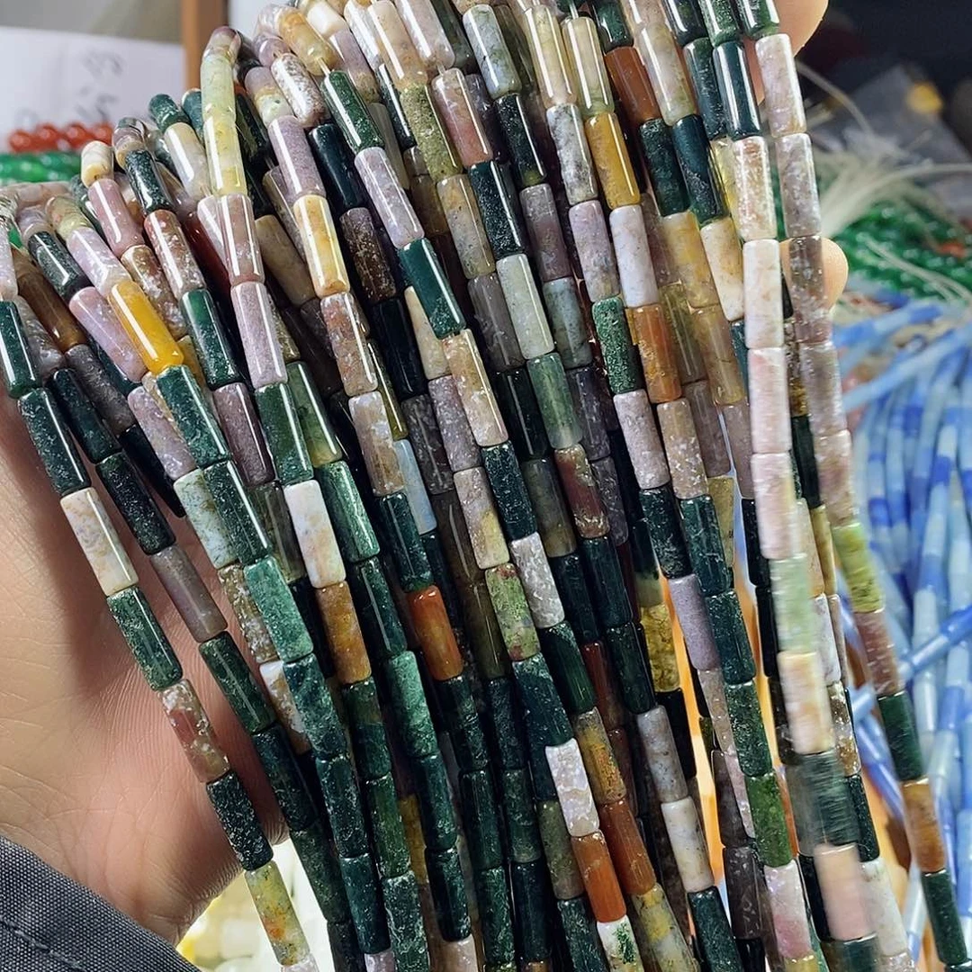 玛瑙/玉髓珠宝半成品合金一条天然4×13水草玛瑙细管