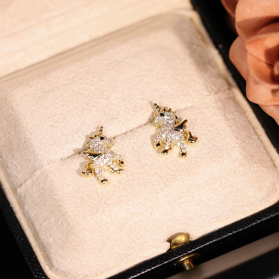 铜合金耳饰 【幸运马】轻奢时尚气质百搭高级小众设计感耳饰RH1076