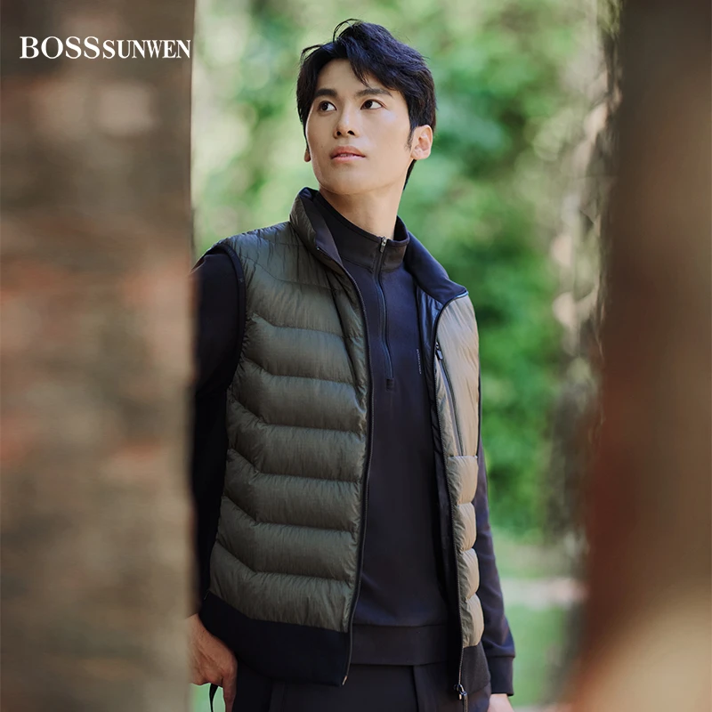 博斯绅威秋冬新款羽绒马甲轻薄保暖时尚百搭立领无袖坎肩外套