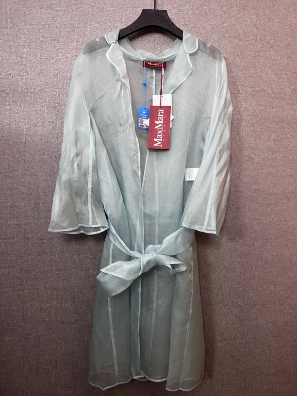 99新 MaxMara 蓝色真丝风衣外套