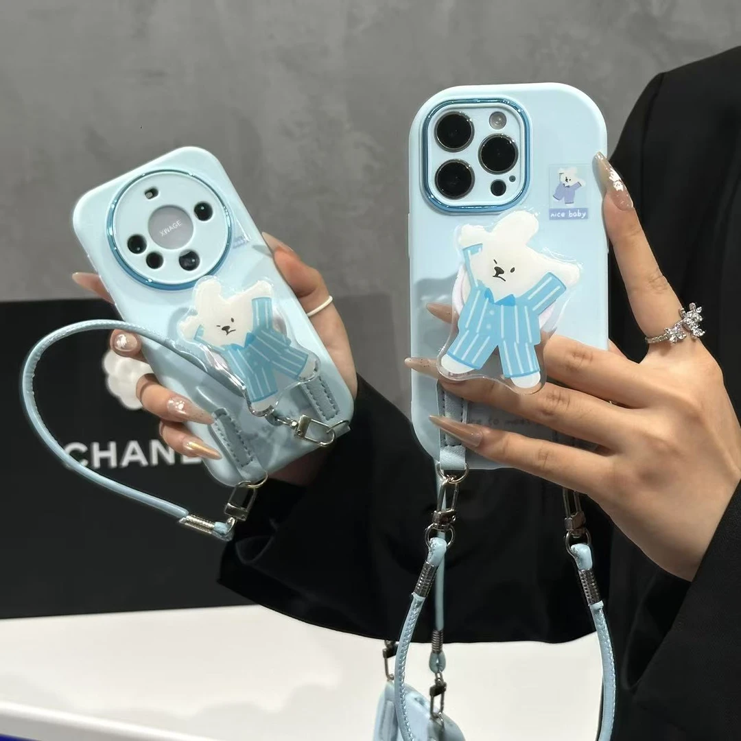 奥菲顿睡衣小狗支架适用苹果17精孔胖子16手机壳华为vivo小米oppo