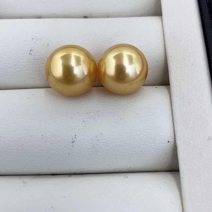 海水珍珠浓茶金11-12mm无暇未镶嵌