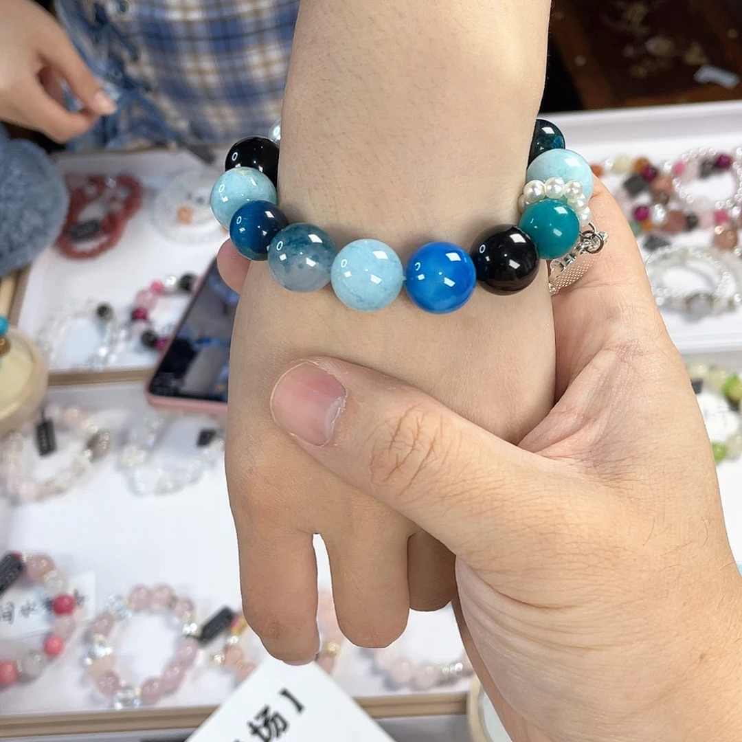 水晶手链银S925镀金镶嵌