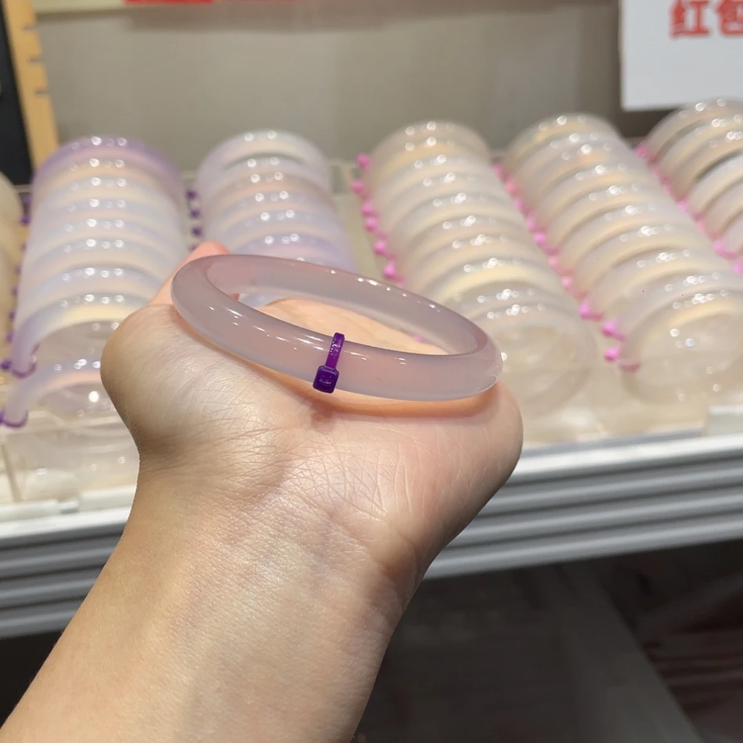 冷***魅玛瑙/玉髓未镶嵌手镯@定向冰紫@【58】