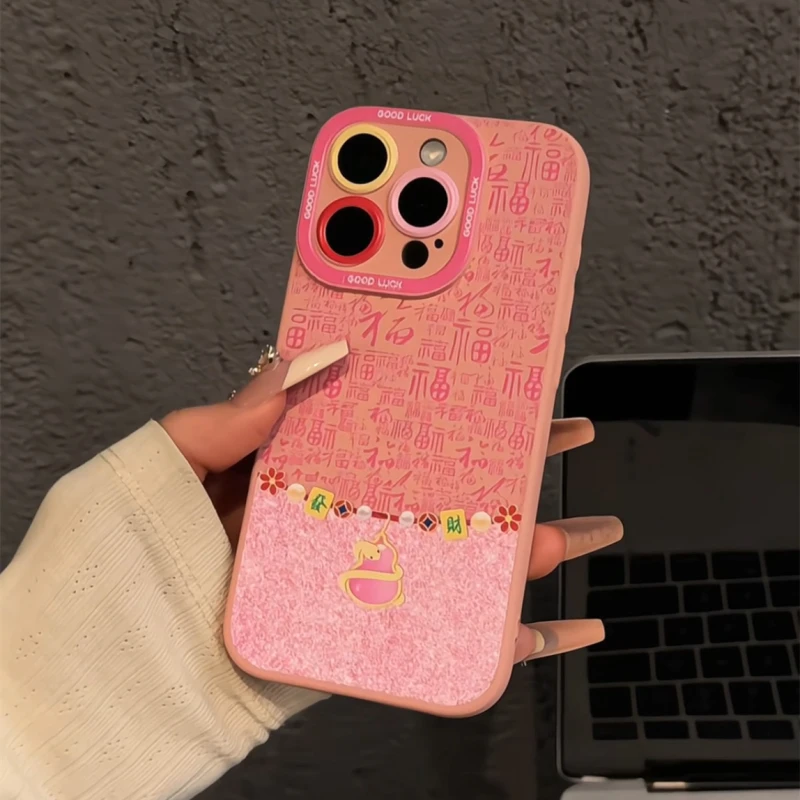 适用苹果16pro华为p荣耀vivo百福底葫芦小蛇mate硅胶天使眼手机壳