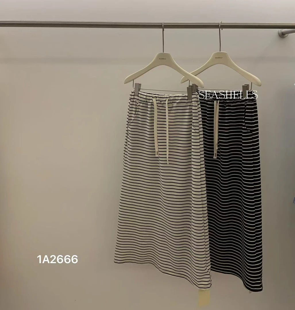 seashells@1A2666 韩系松弛设计感条纹半裙 6-13