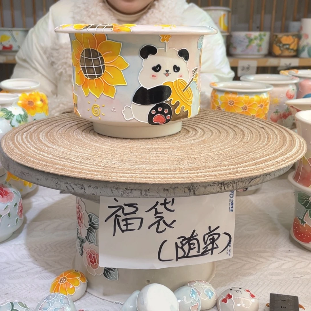 手绘手工制作陶瓷口12.5高10.5