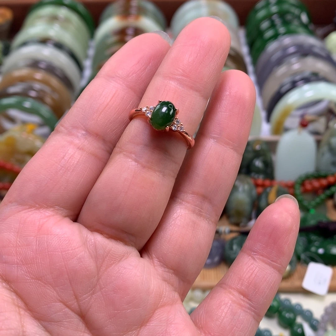 和田玉（碧玉）银S925镶嵌戒指