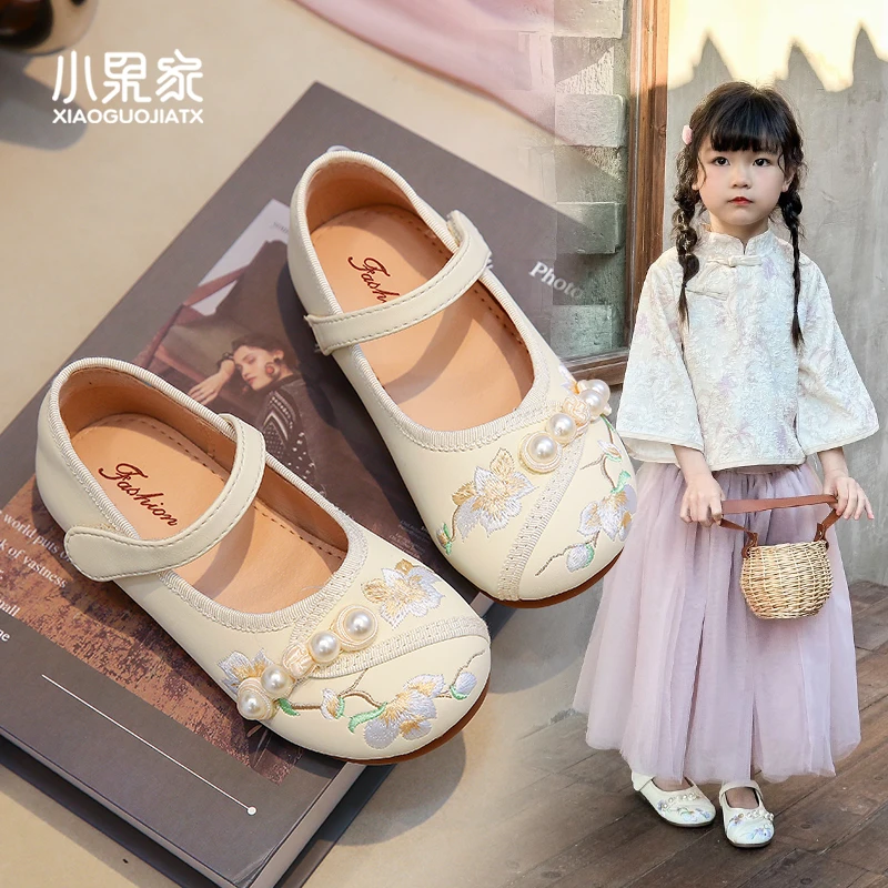 汉服鞋女童儿童鞋子古风马面裙鞋公主绣花鞋春秋款国风小女孩童鞋