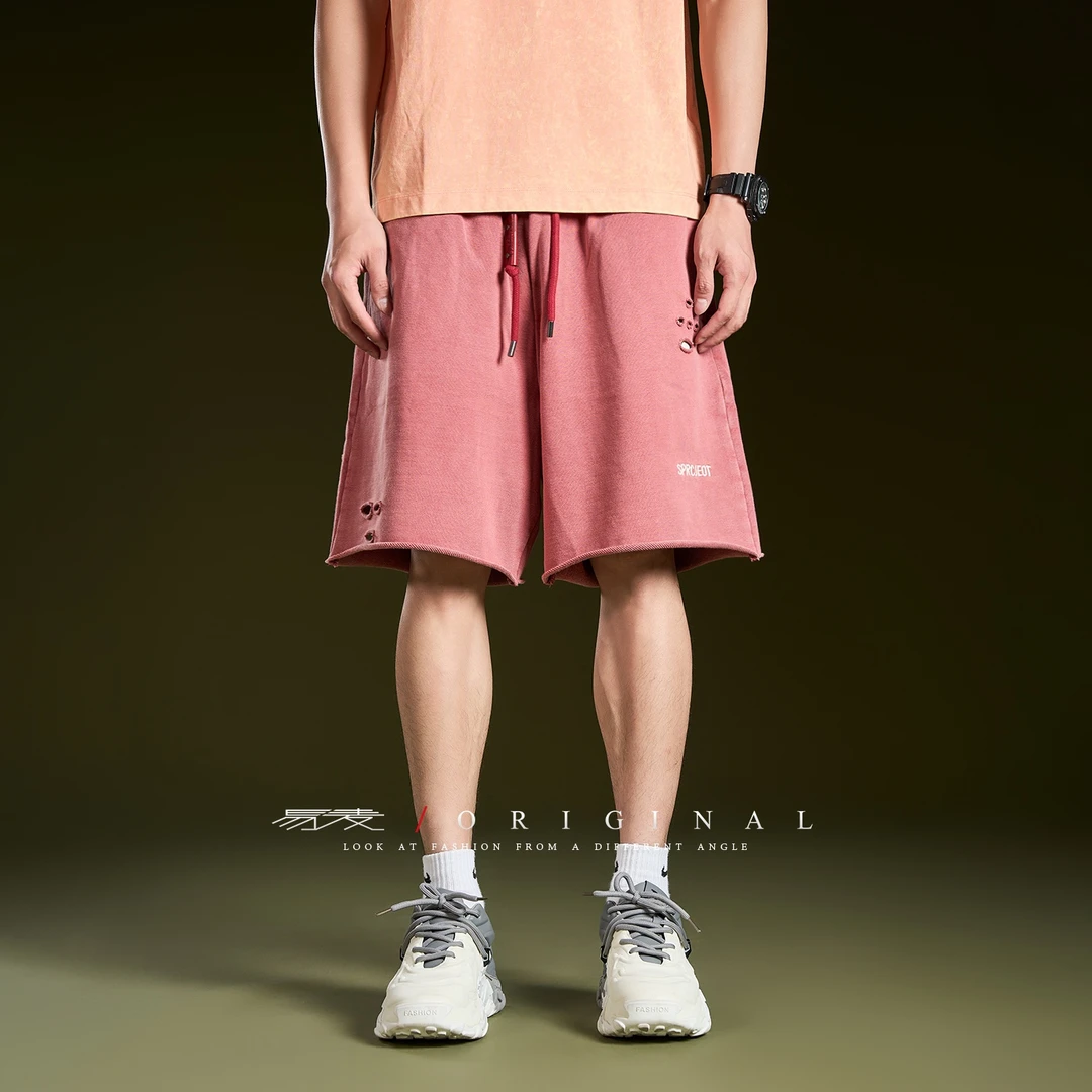 夏季扎染短裤透气轻薄休闲短裤裤子潮流简约抽绳薄款