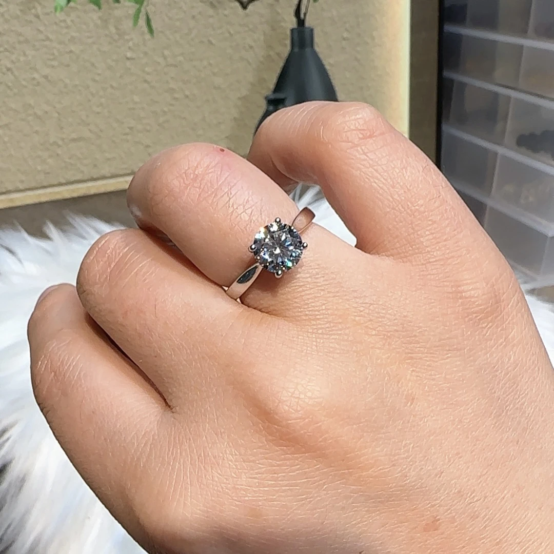 925银莫桑石银制品  【卡家1895款】合成/培育D色高品莫桑石女戒指