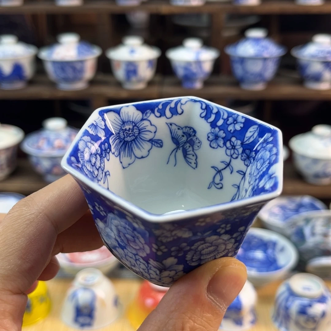 手绘满工万花六方杯