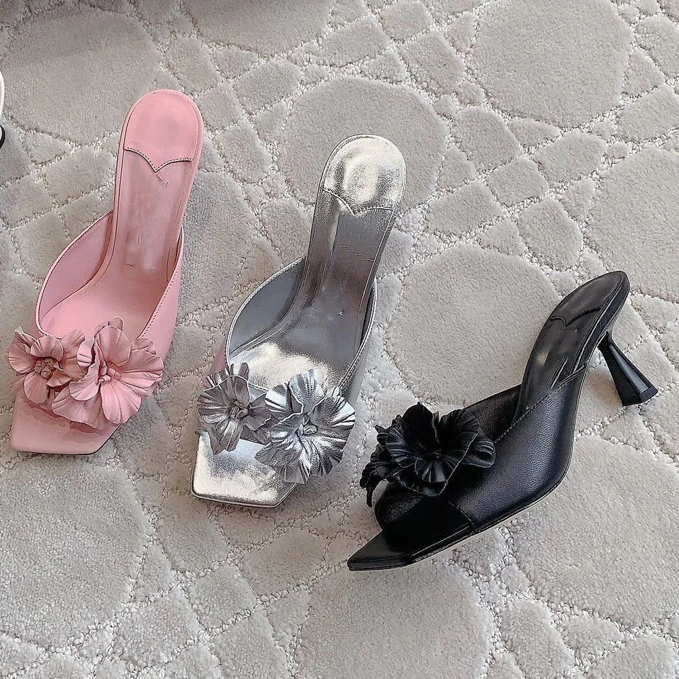 rv 新款花朵高跟鞋