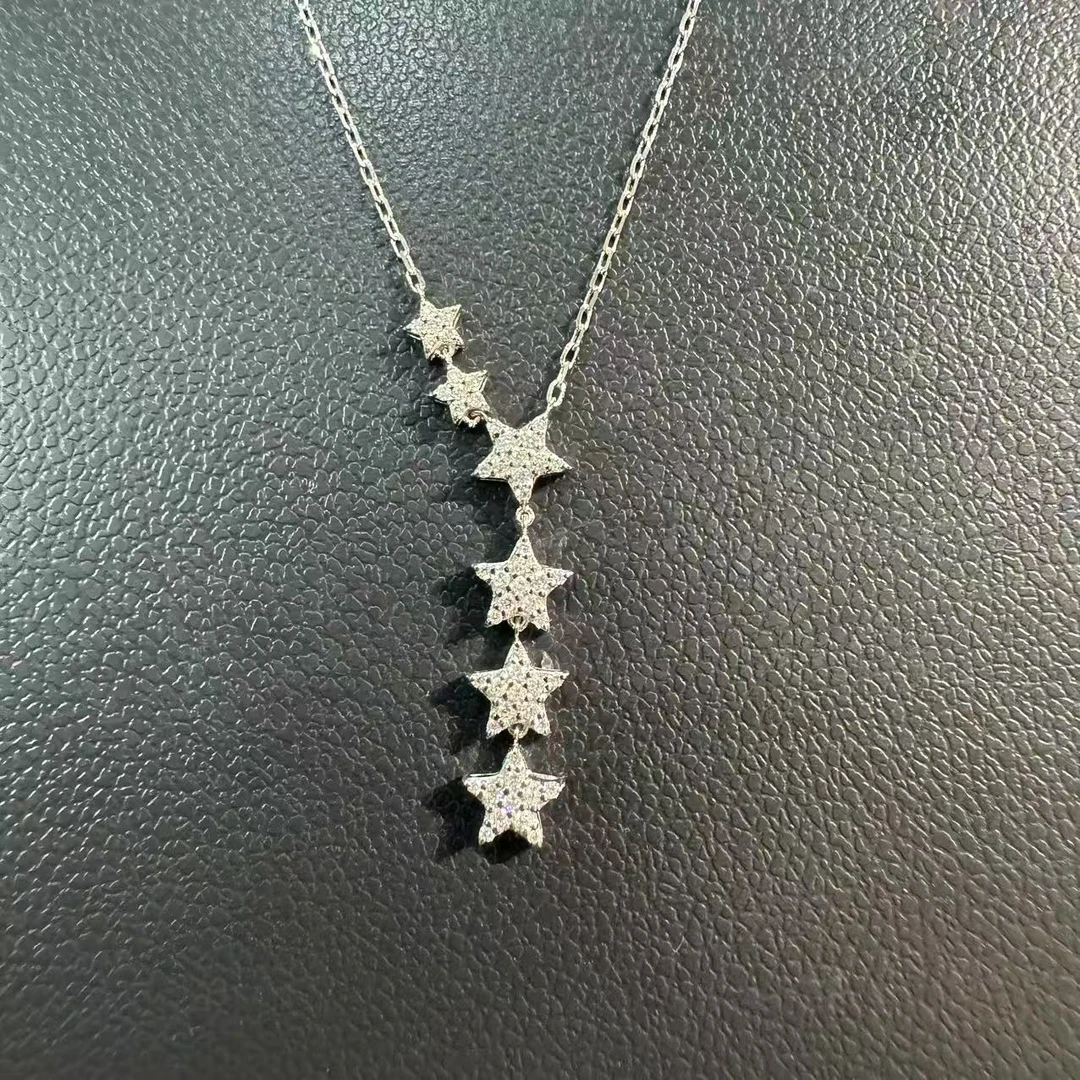 18k金镶嵌天然钻石25分五角星流苏套链YHY