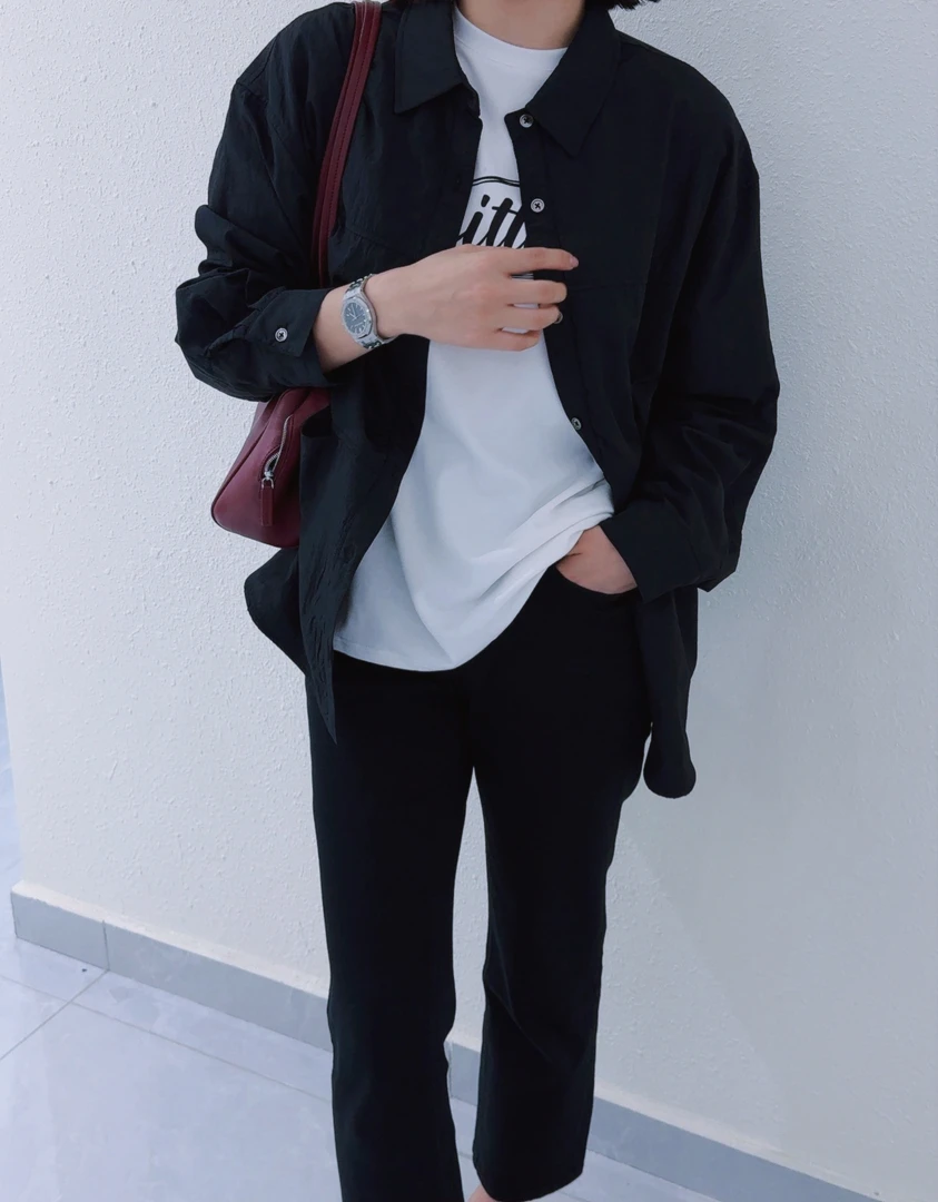 XIAO笑家黑色进口超薄棉服
