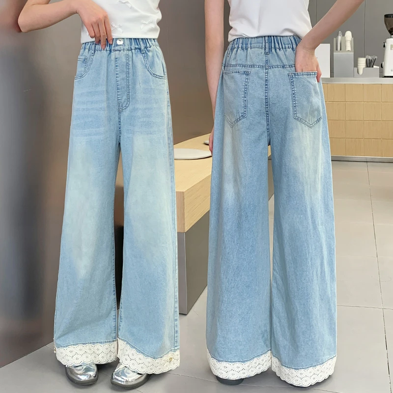 女童夏季牛仔裤2025新款儿童洋气薄款裤子女大童时尚休闲直筒裤潮