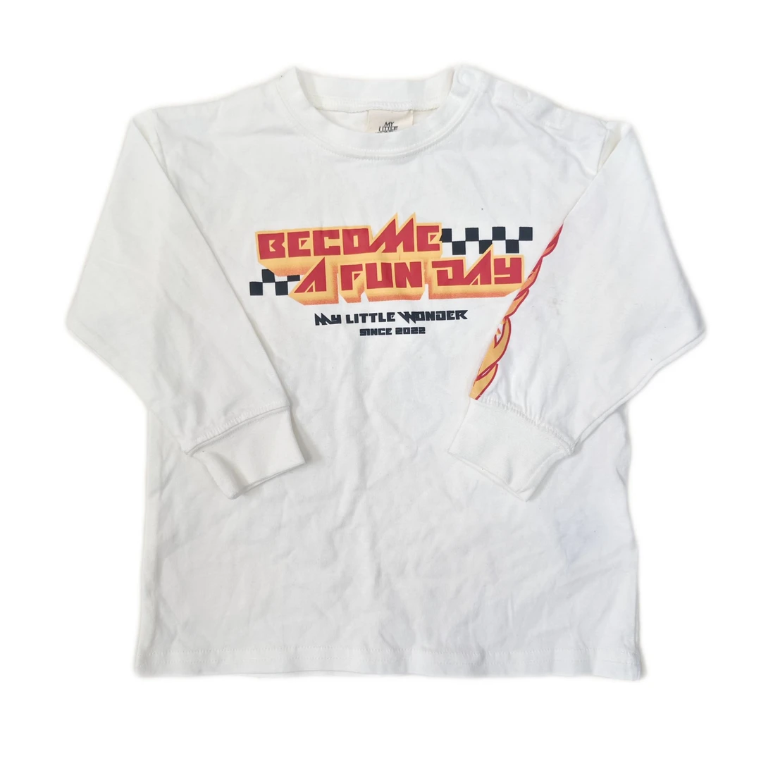 MLW赛车火焰儿童T恤长袖薄款春夏休闲春季刺绣印花默认微瑕