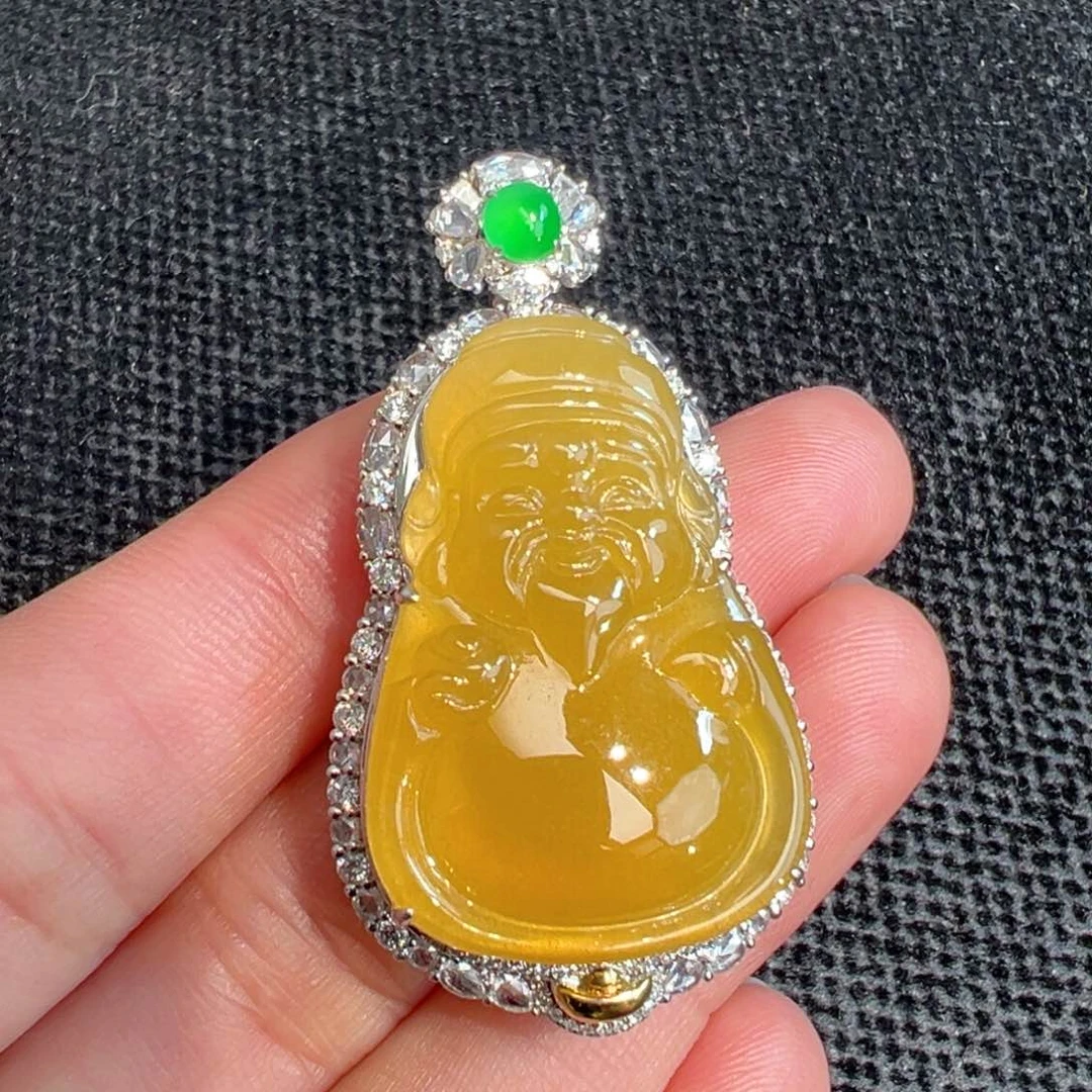 翡翠吊坠(不含链)18K金镶嵌收到货48小时鉴赏期