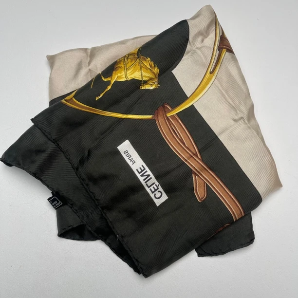 90新 Celine/思琳 【六六中古】孤品复古方巾cp1468尺寸85*87