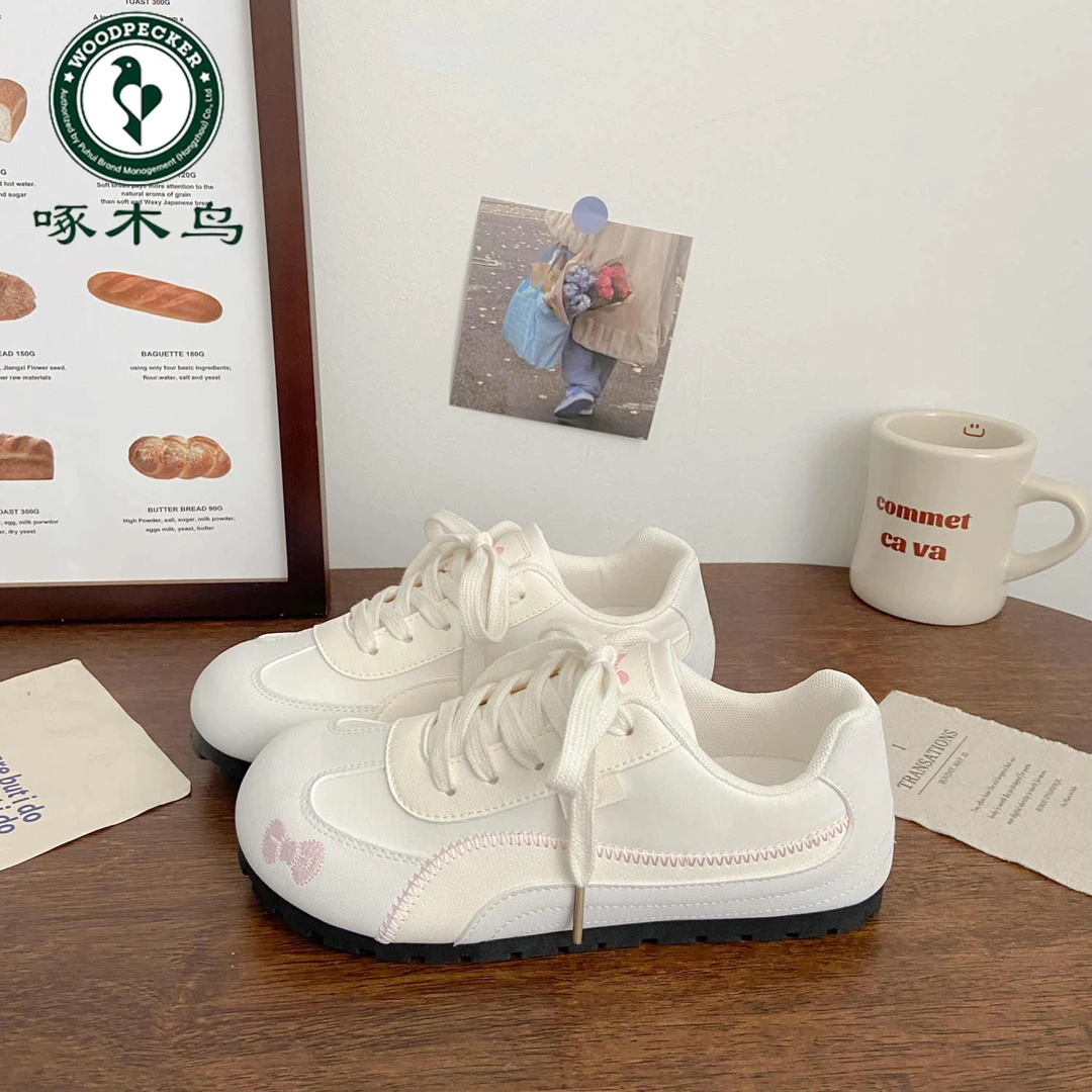 啄木鸟丑萌芭蕾德训板鞋女泡芙2025夏新款chic韩版学生运动小白鞋