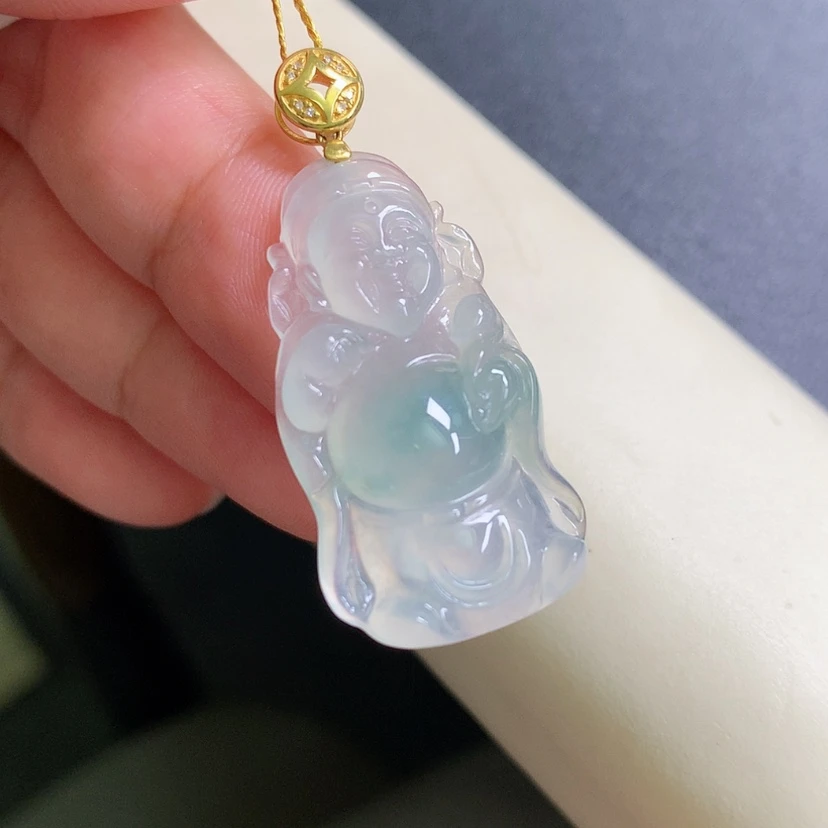 【闪购商品】翡翠颈饰18K金镶嵌财神