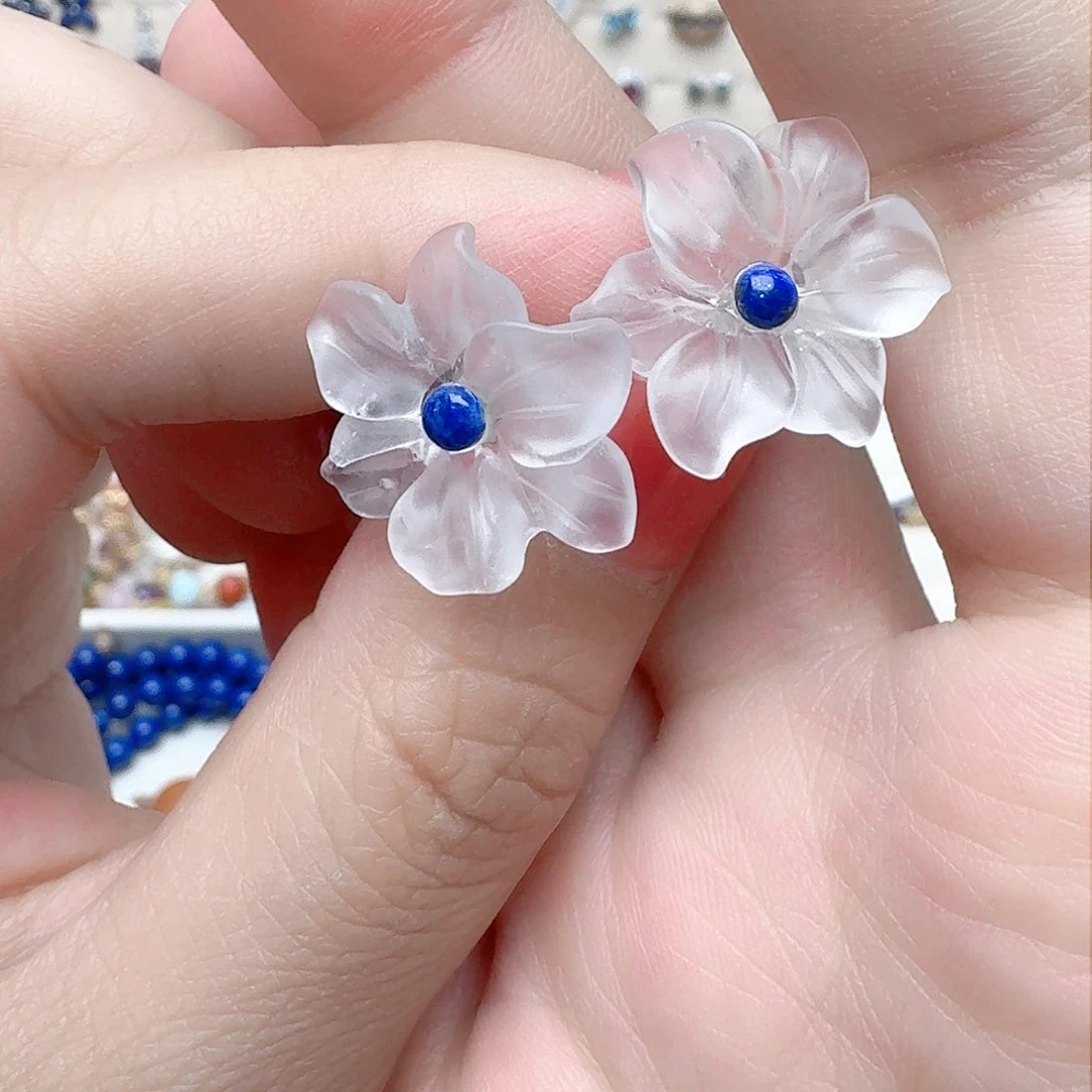 水晶耳饰银S925镶嵌耳钉