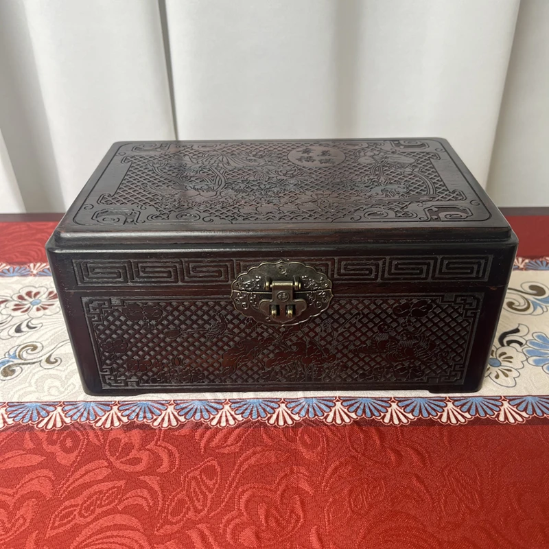 老挝红酸枝幸福美满首饰盒（礼盒+锁）