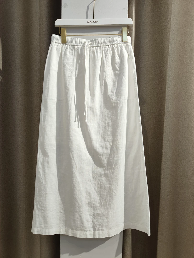 麦寻专柜初恋风中腰A字裙色织半身裙高腰裙子休闲夏季半裙复古