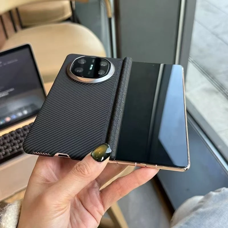 适用华为mateX6中轴手机壳带Matex5折叠屏中轴碳纤维纹手机保新款