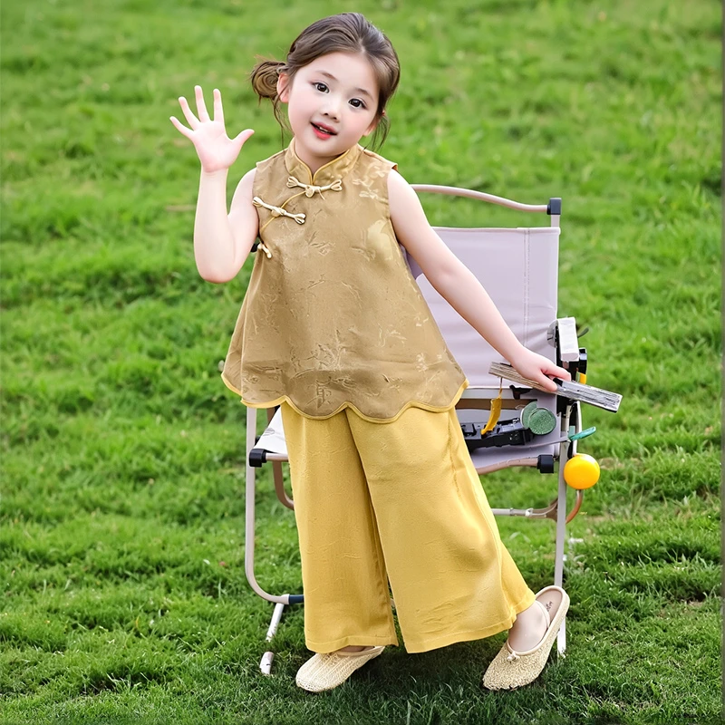 女童新中式套装2025新款儿童夏装国潮洋气哪吒女孩夏季时髦两件套