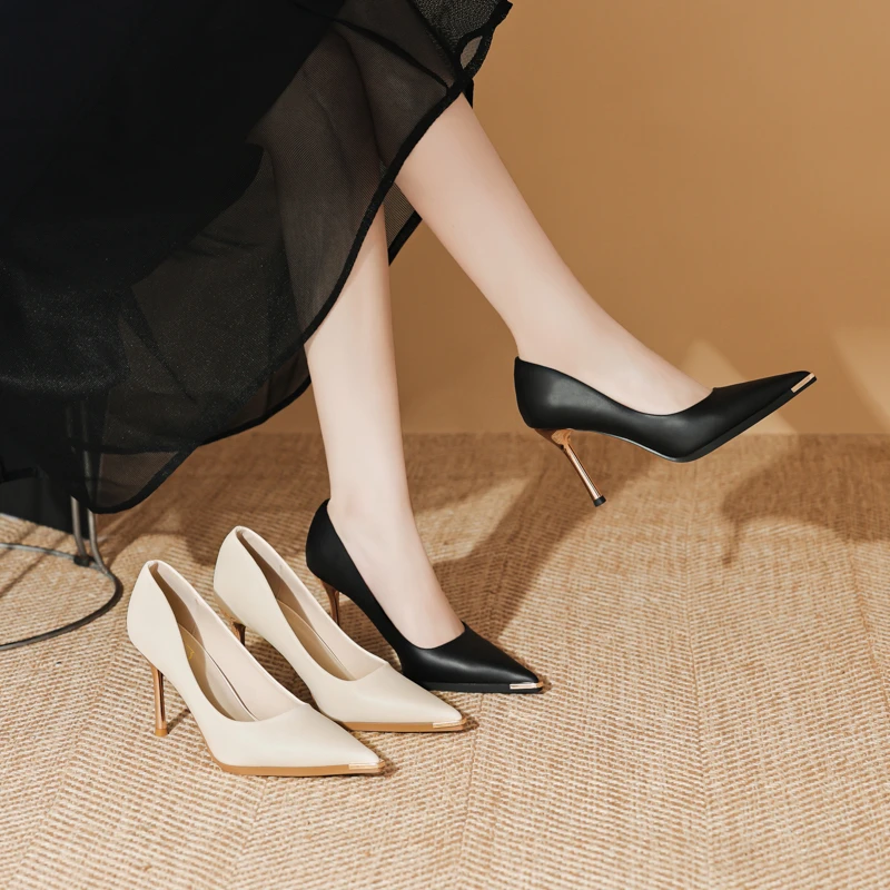 【气质优雅】法式浅口高跟鞋女细跟时尚百搭小众职业工作单鞋女p251