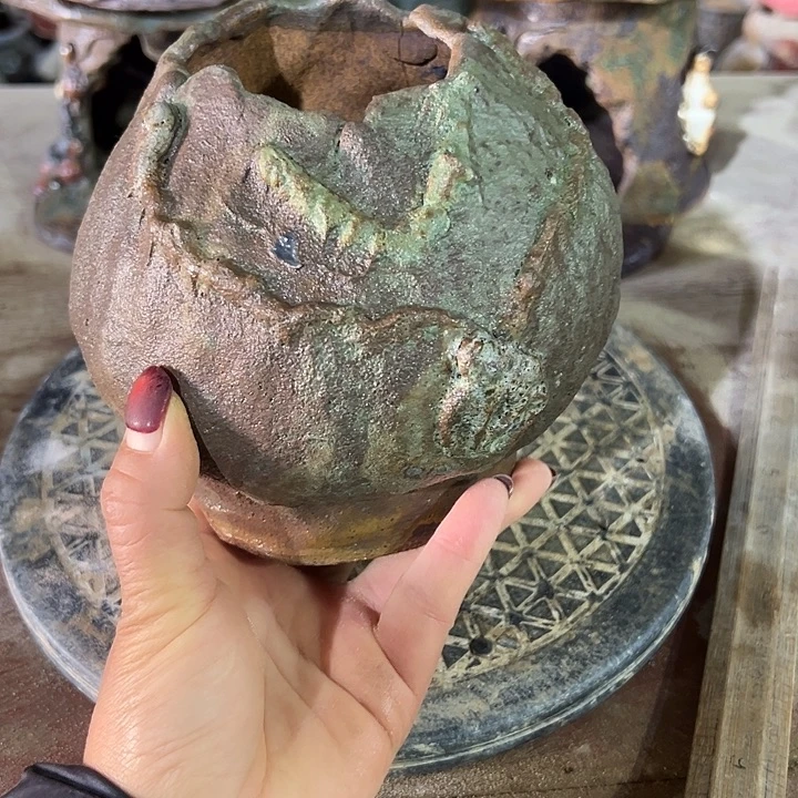 福利手工粗陶高温花器