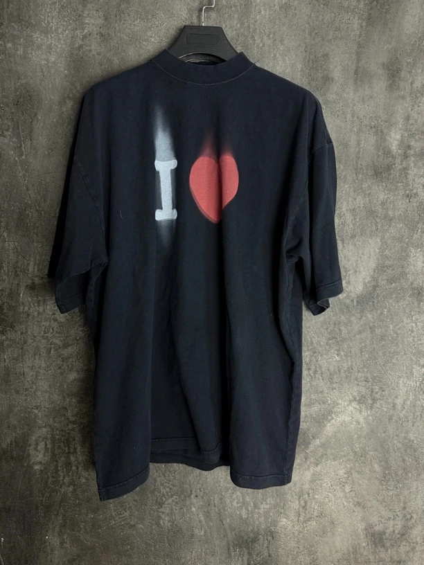 全新未使用 Balenciaga/巴黎世家 爱心涂鸦刺绣字母短袖/12420