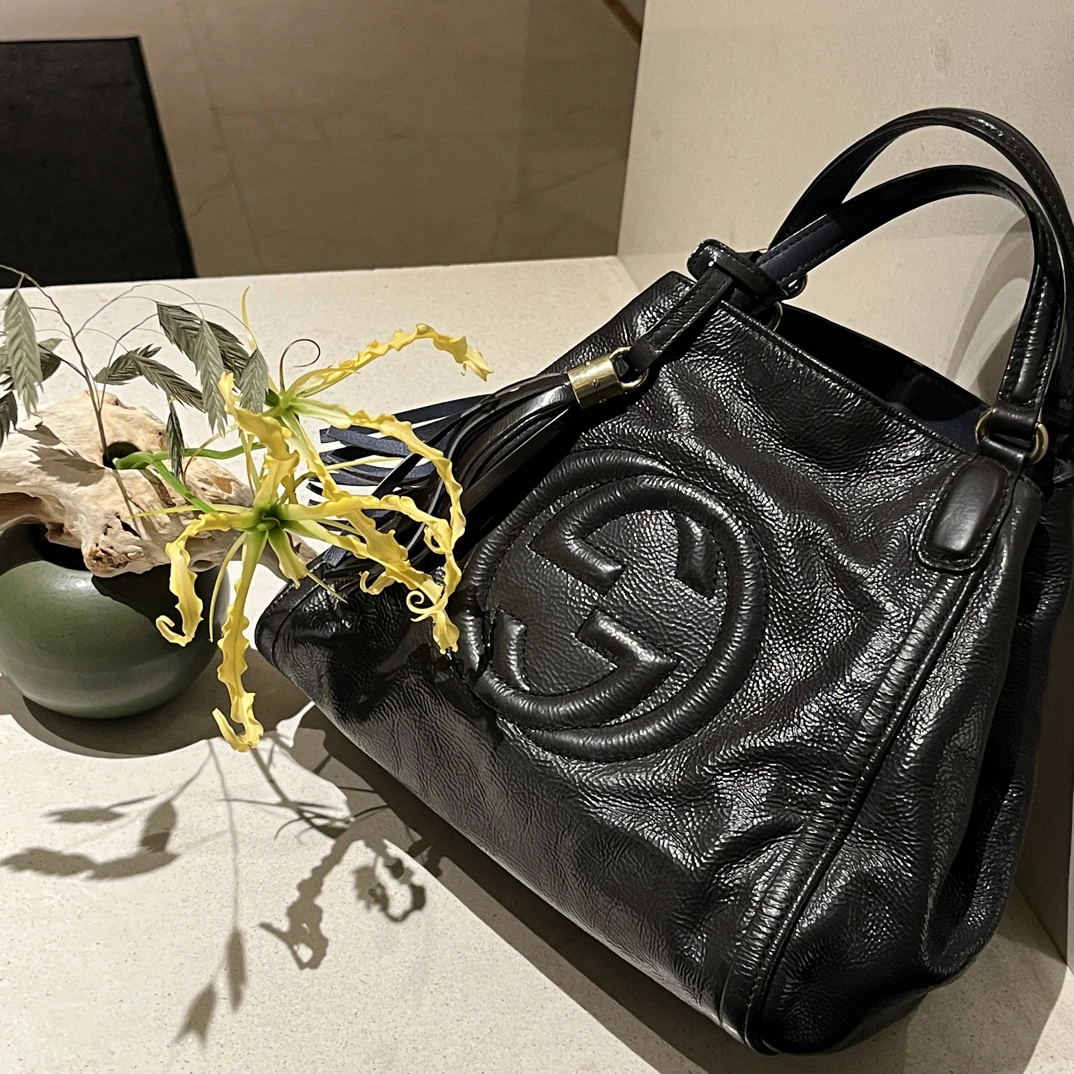 95新 GUCCI/古驰 Gucci 古驰 LL 迷你小号二手soho流苏手提包