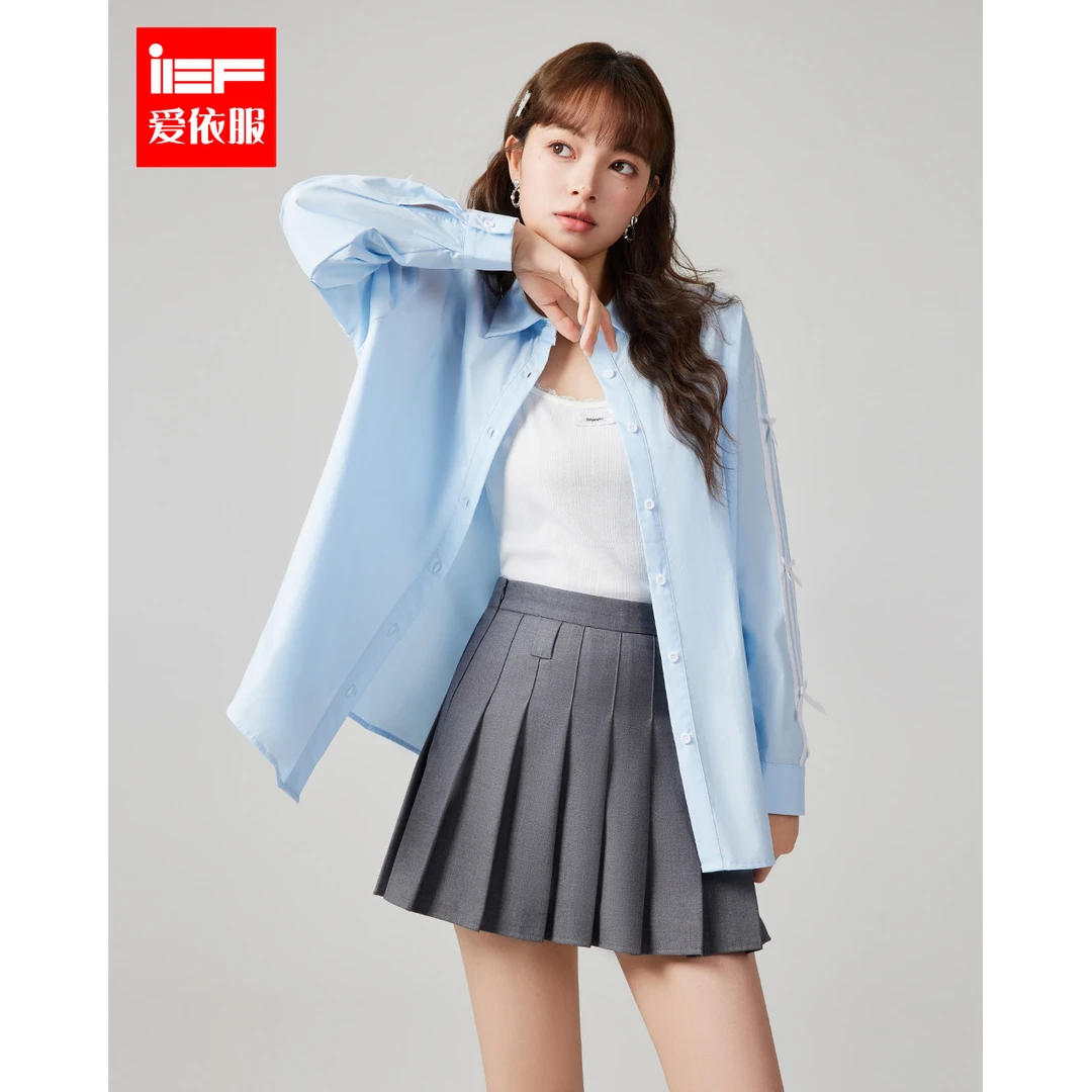 IEF/爱依服2025春季新款美式甜酷风时尚小众设计中长衬衫欧若风