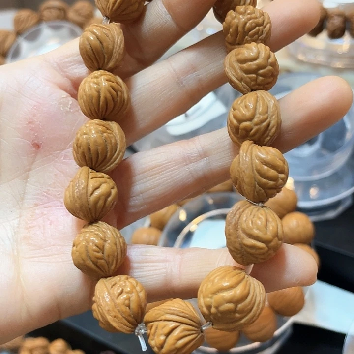 野生龙纹桃核金蝉纹14尺寸手串