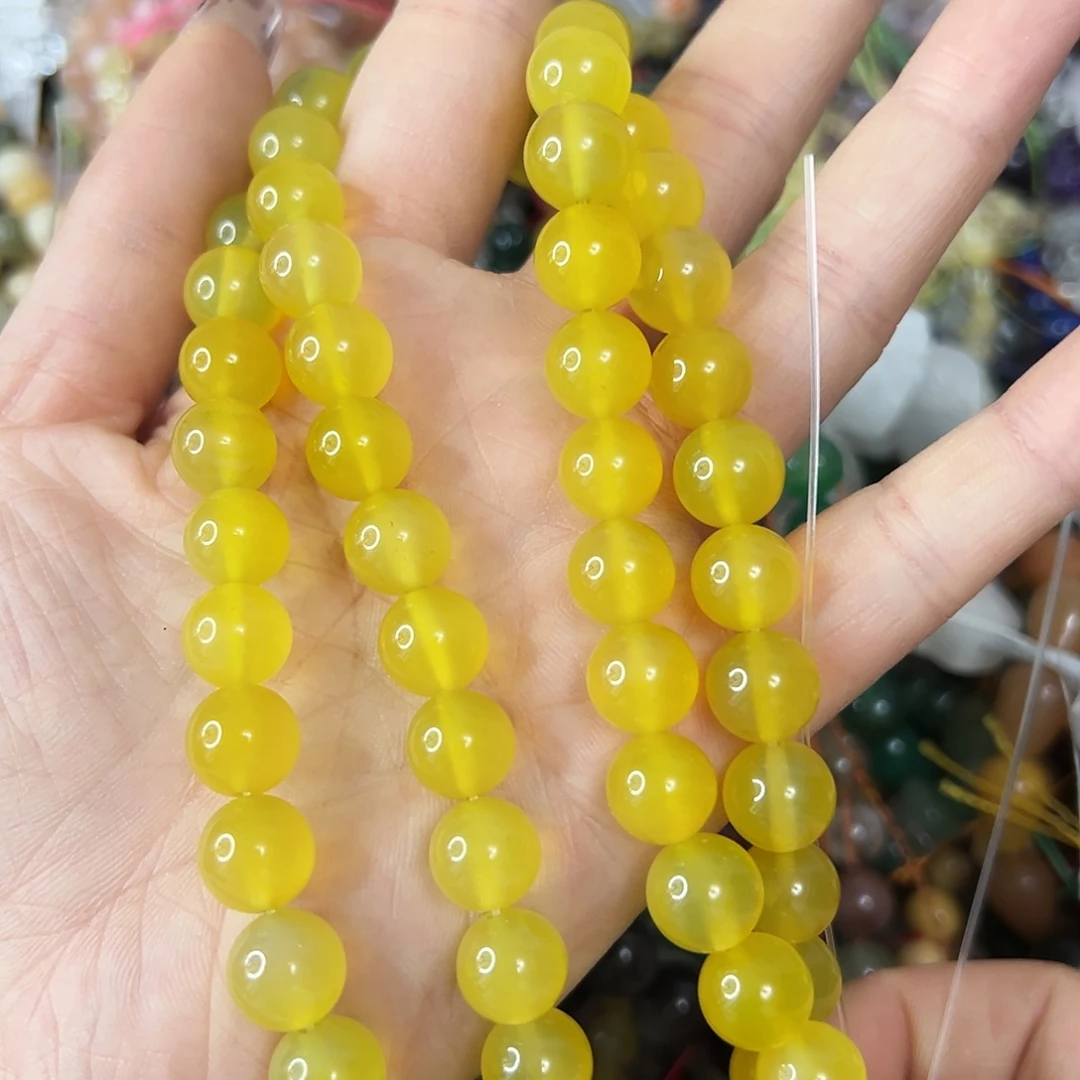 玛瑙/玉髓未镶嵌珠宝半成品，卡10黄玛瑙一条