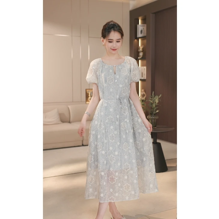 【玲萱服饰】夏季爆款法式轻奢时尚气质优雅连衣裙收腰显瘦#05021