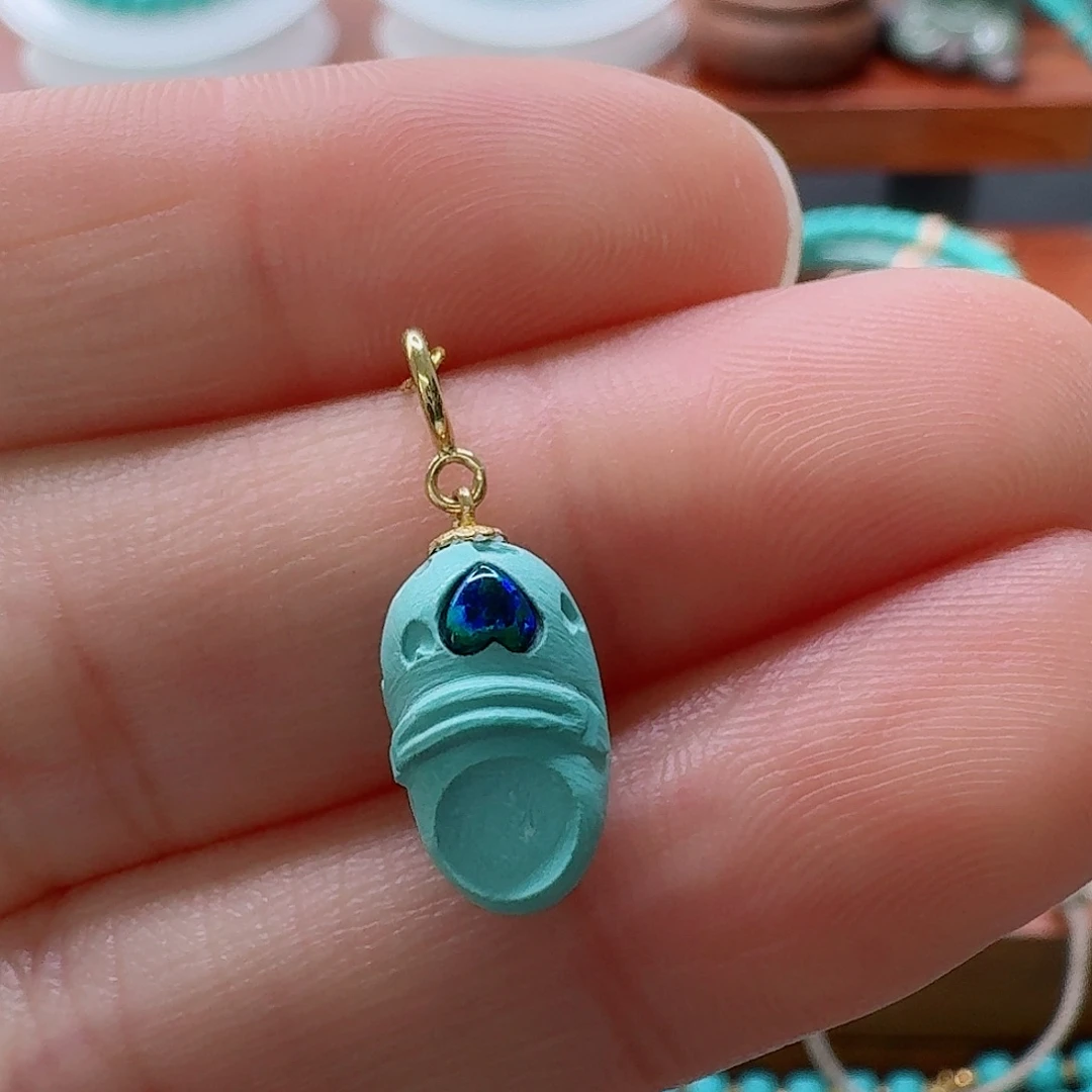 绿松石18K金镶嵌珠宝半成品