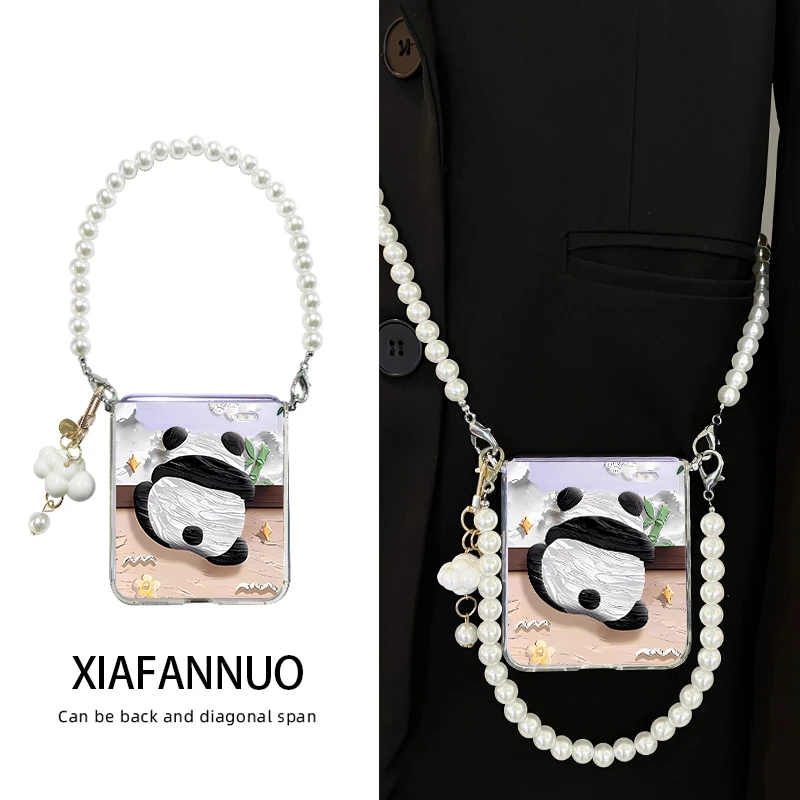 适用华为荣耀magicvflip2手机壳折叠屏防摔透明女带挂绳链条卡通