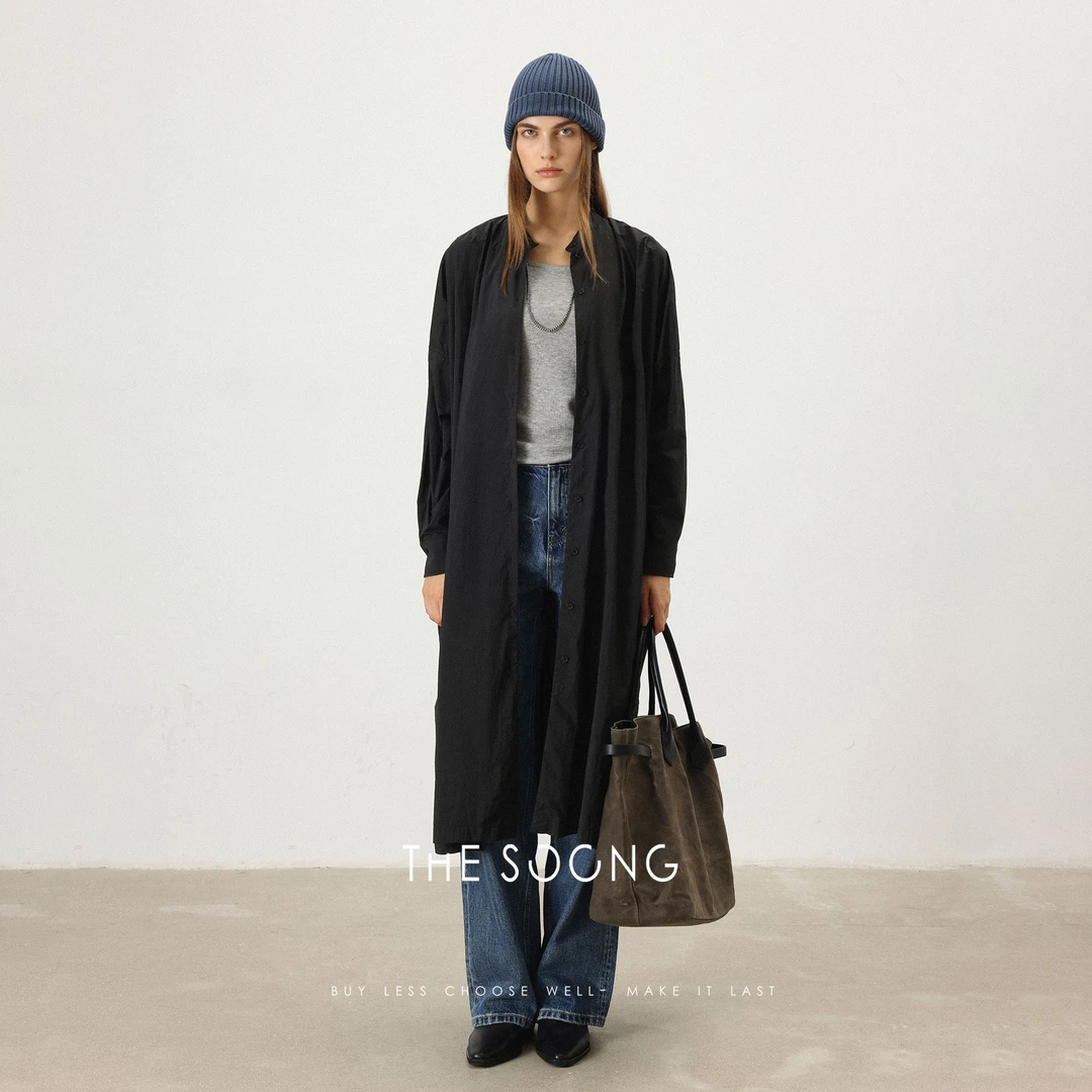 THESOONG|"张弛有度"新经典量感松弛线条长款立领风衣外套WWT7422