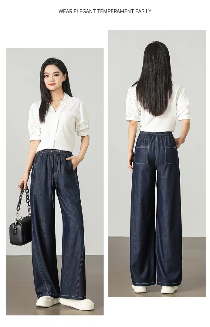 100-7725女士时尚四代夏款原色直筒牛仔裤