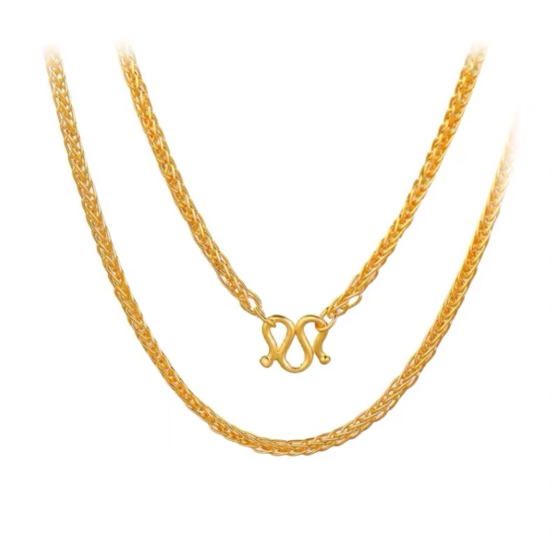 链子足银 百搭肖邦链万能链50cm金色素链叠戴可调节百搭